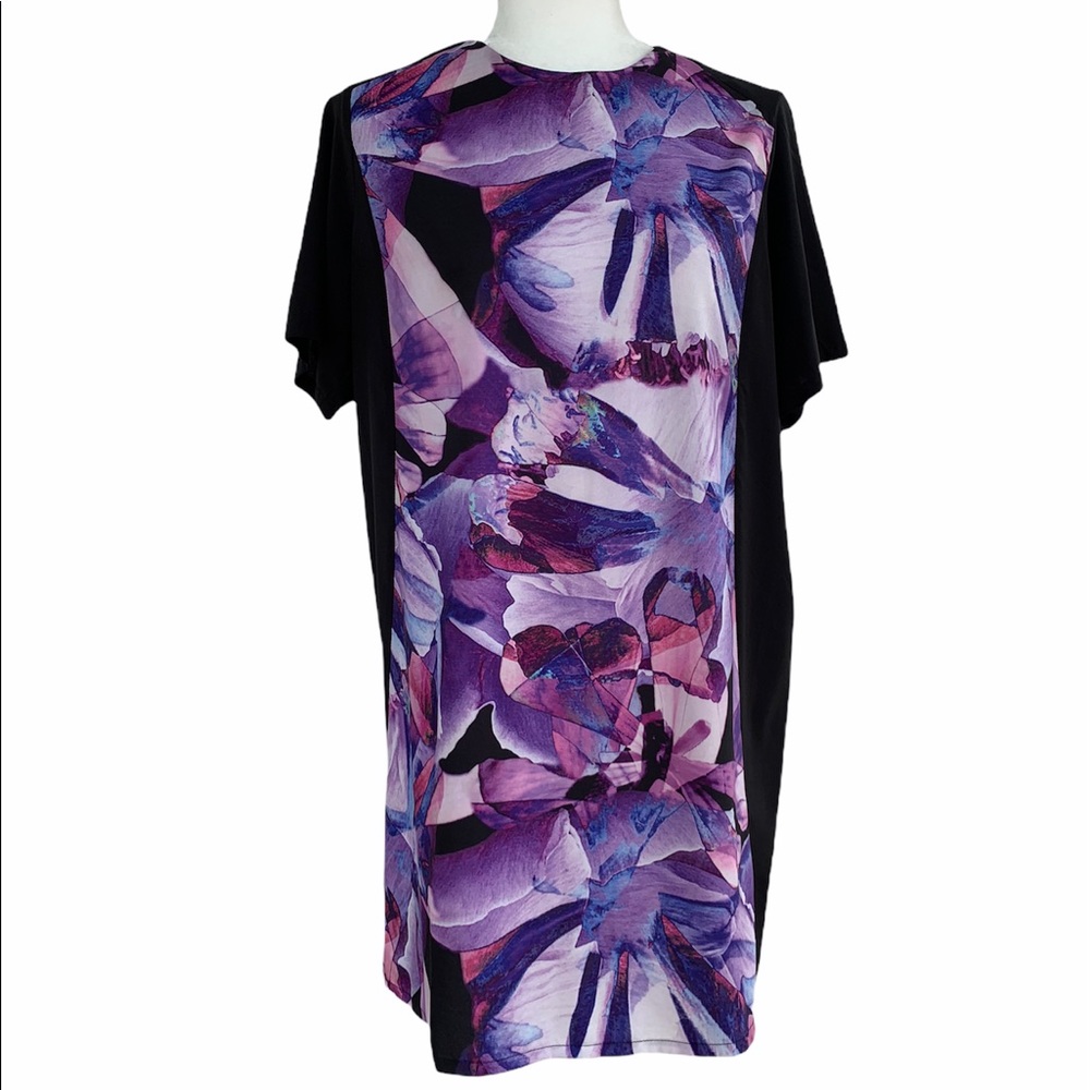 Isla & Lulu Purple Geo Print Shift Dress
